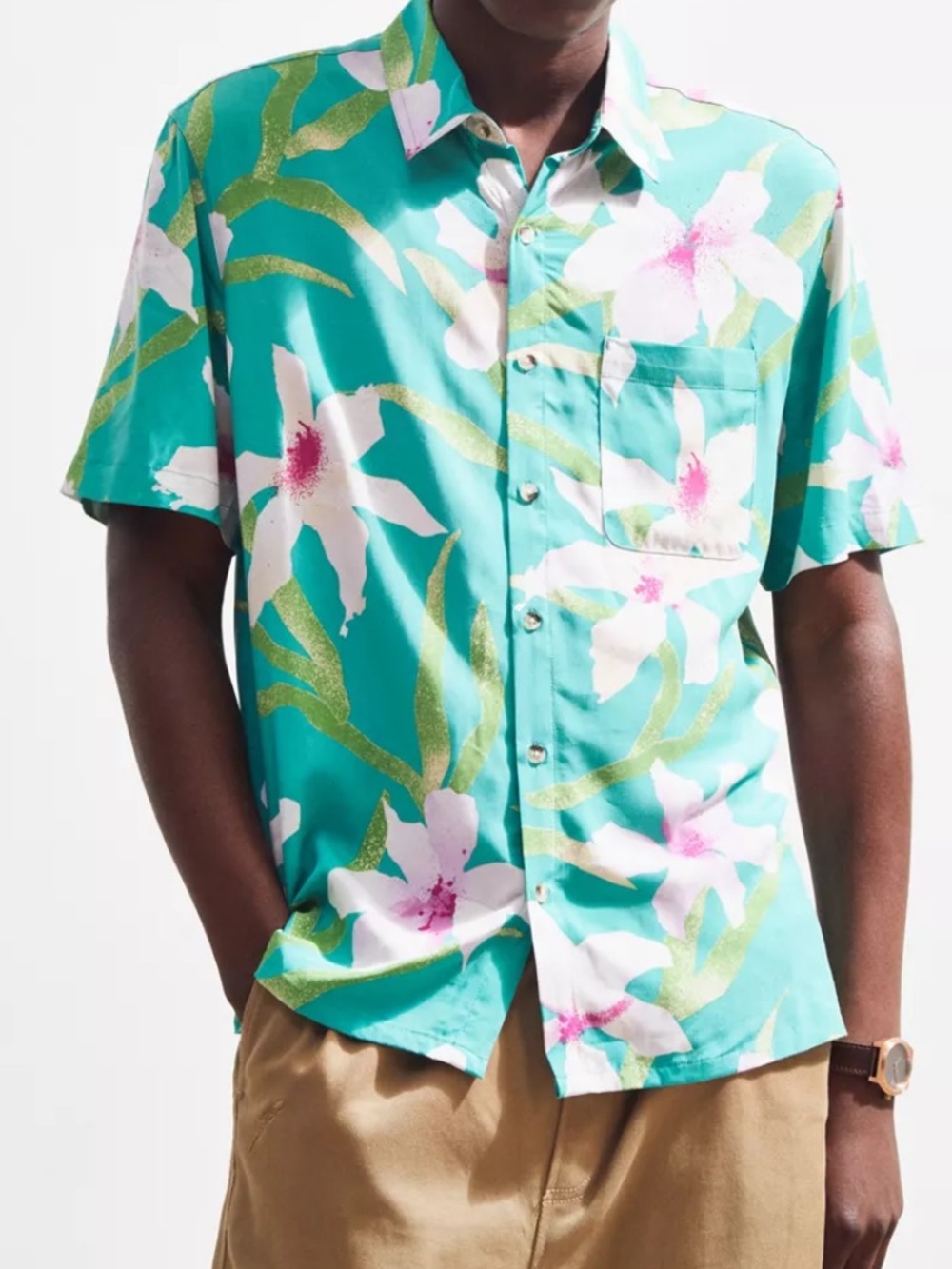 Urban Outfitters Floral Short Sleeve Button-Down Shirt